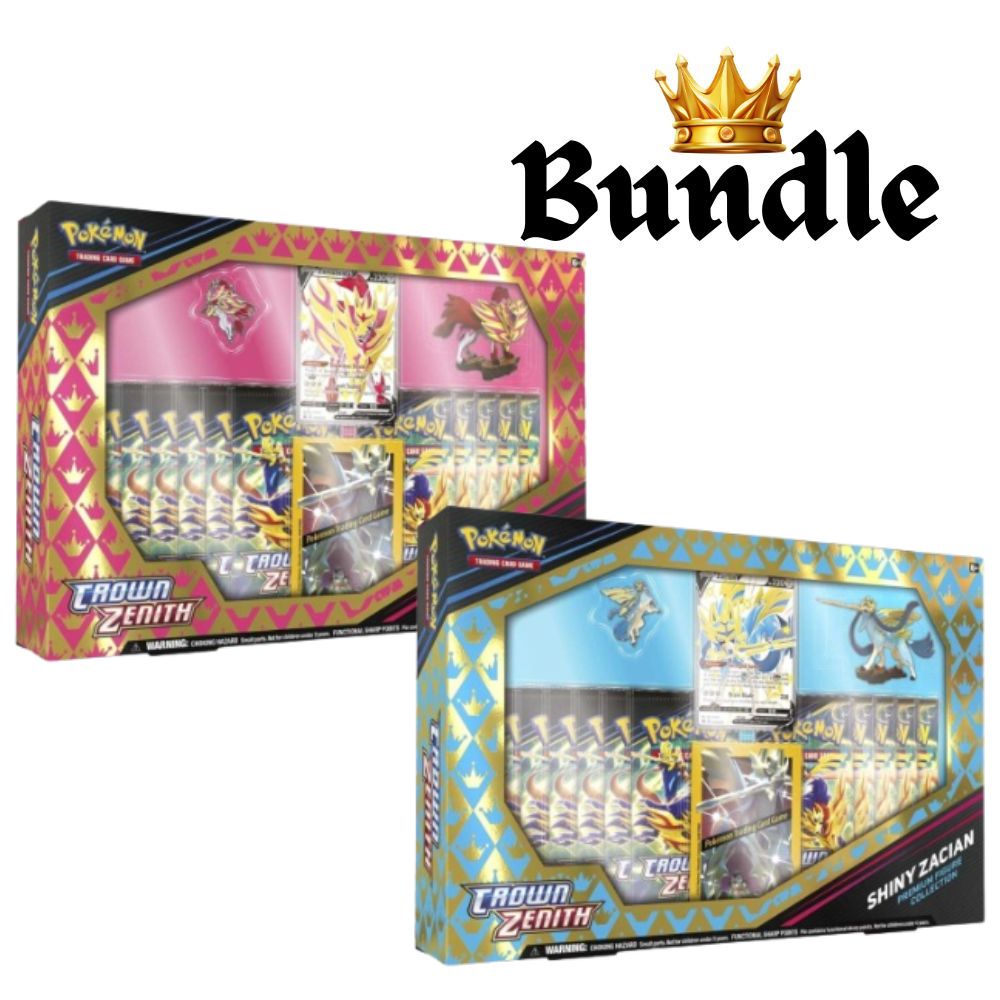 Pokemon Crown Zenith- Premium Figure Collection Bundle (Shiny Zacian & Zamazenta)