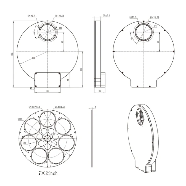 ToupTek Roue à filtre 7x2"
