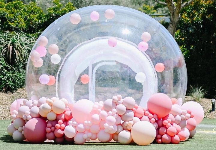 Balloon Garland decor on the back of bubblehouse.
