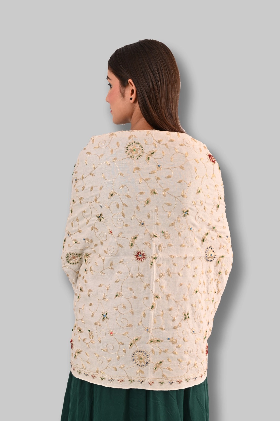 Silk Pashmina Zari Badam Jali Stole