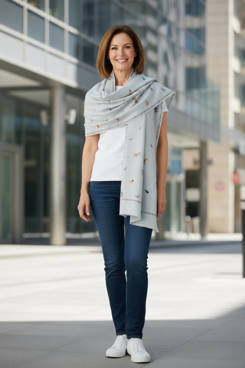 Pashmina Animal Kalamkari Stole 