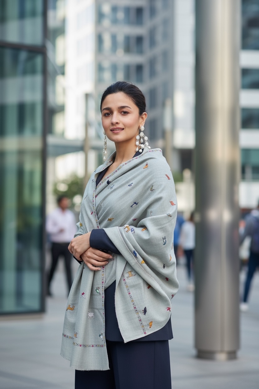 Pashmina Animal Kalamkari Stole 