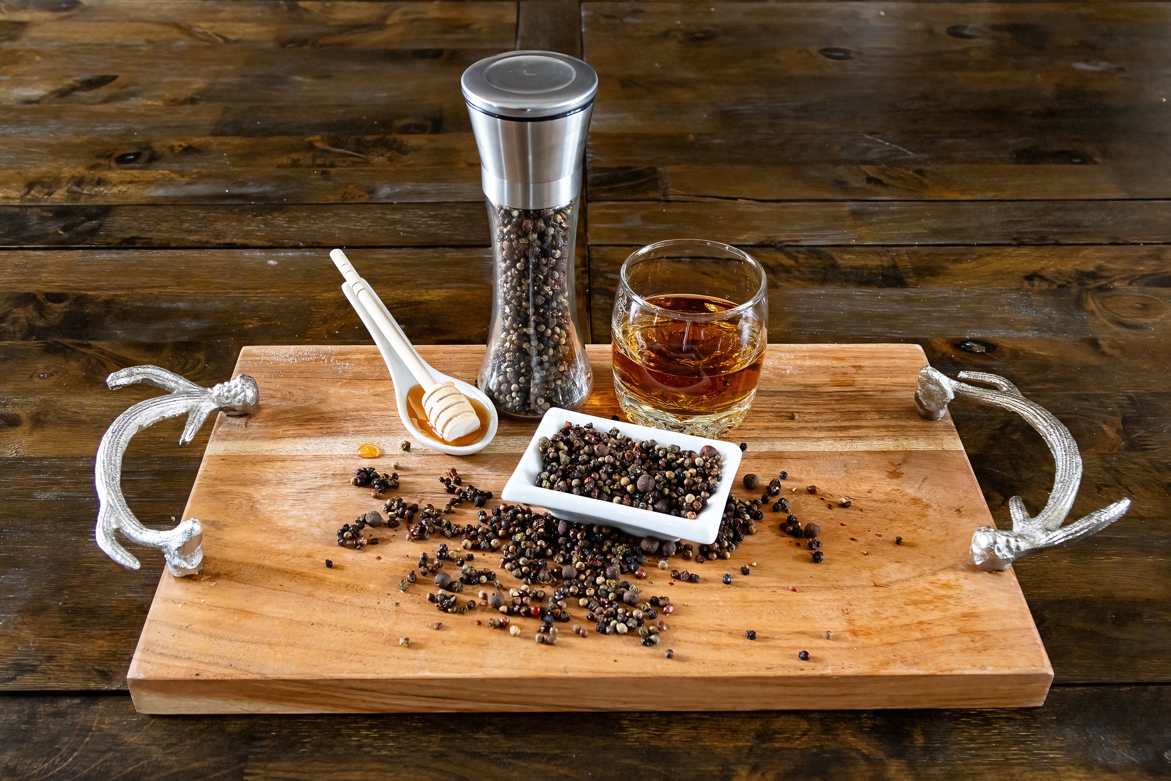 Honey Whiskey Infused Peppercorn Blend Grinder