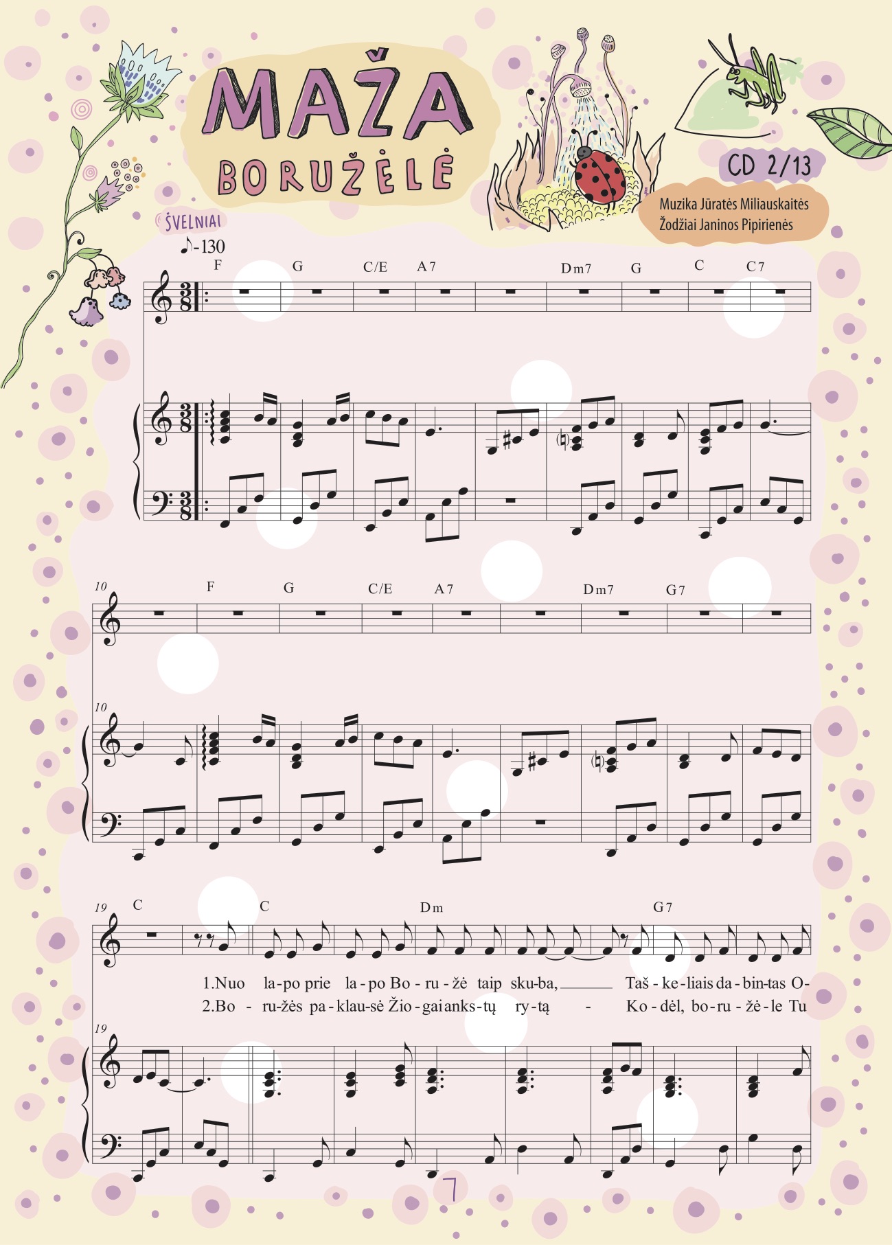 Vaikiškos muzikos natų knygelė "MAŽA BORUŽĖLĖ"