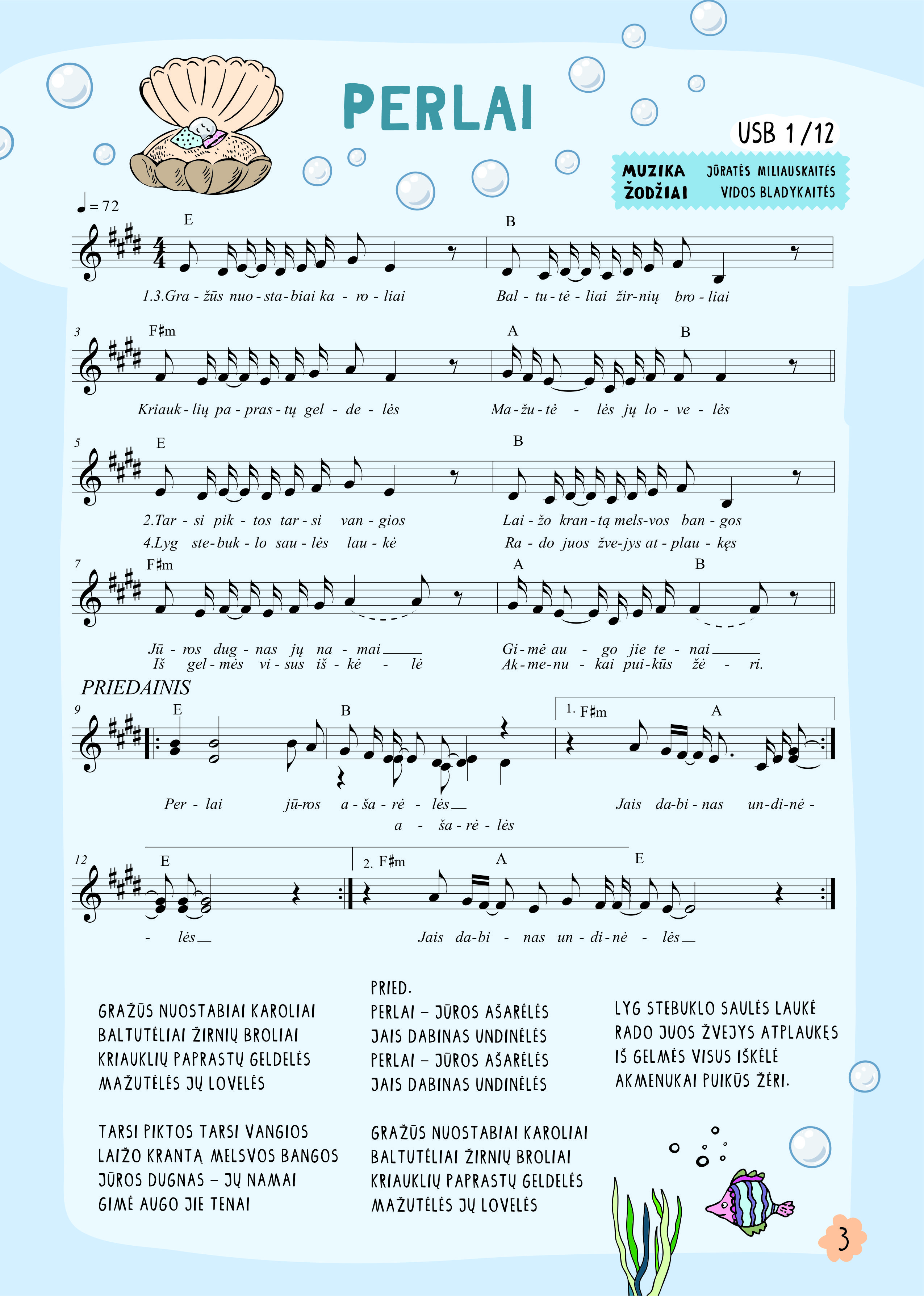 Vaikiškos muzikos natų knygelė "PERLAI"