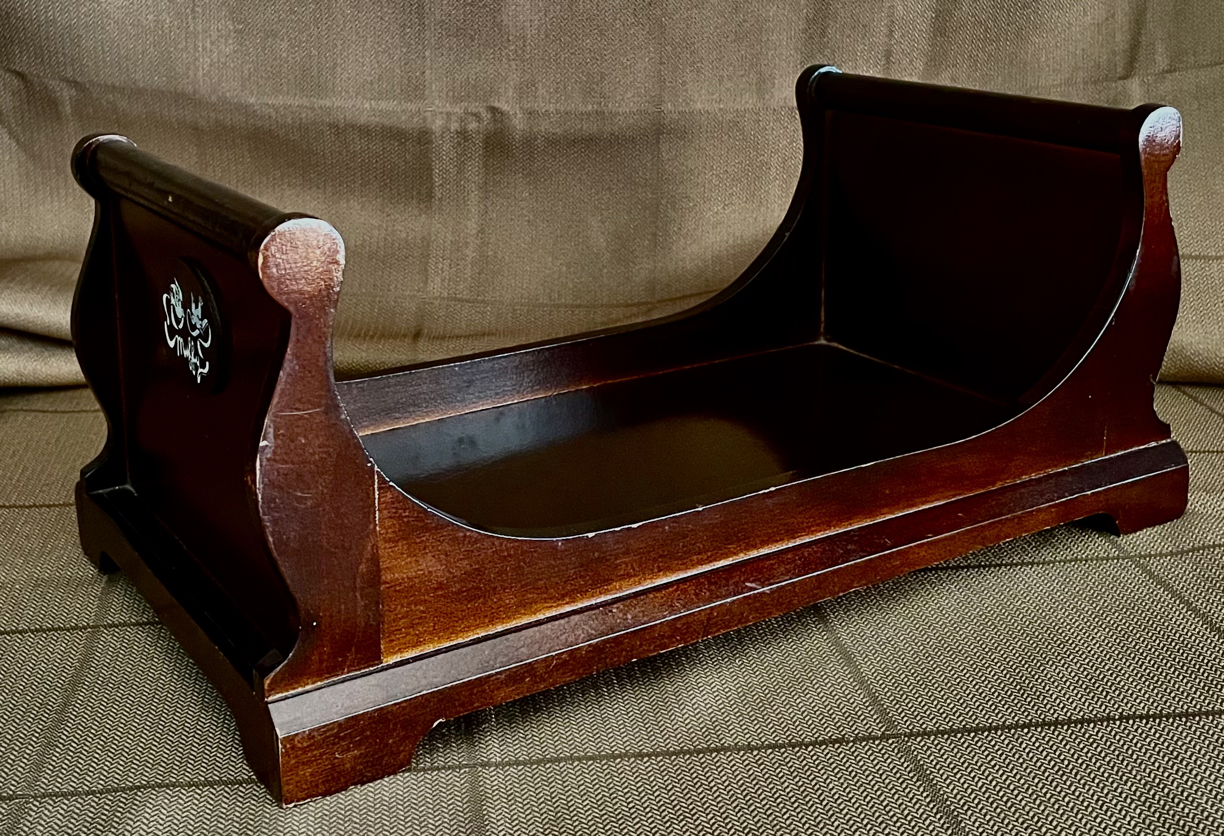 Muffy's SLEIGH BED - Monogrammed Wood Bed