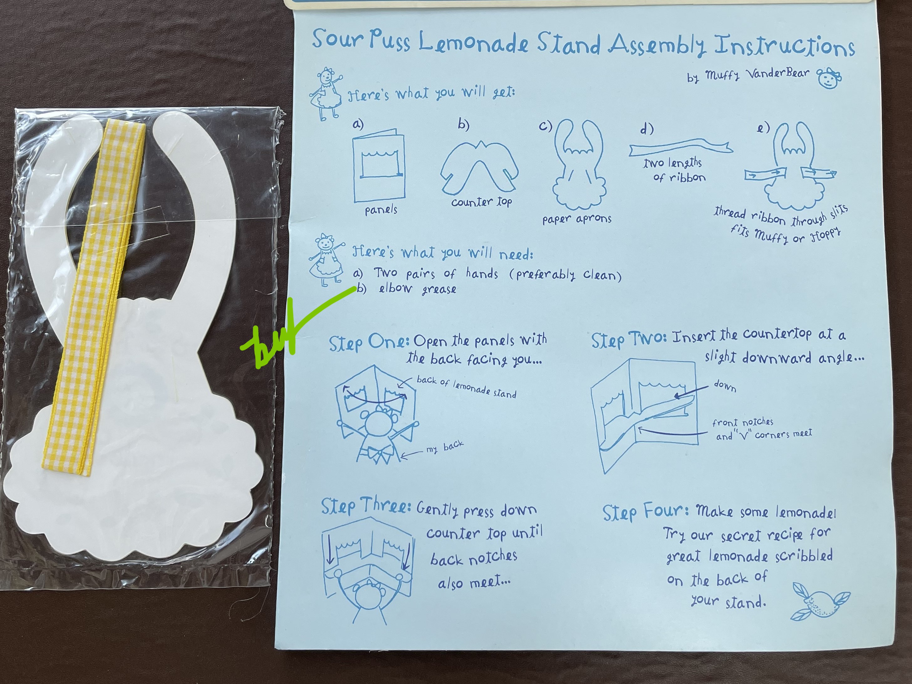 (The) Lemonade Stand: 5 cents A Glass - Muffy's LEMONADE STAND DISPLAY BACKDROP & APRON SET