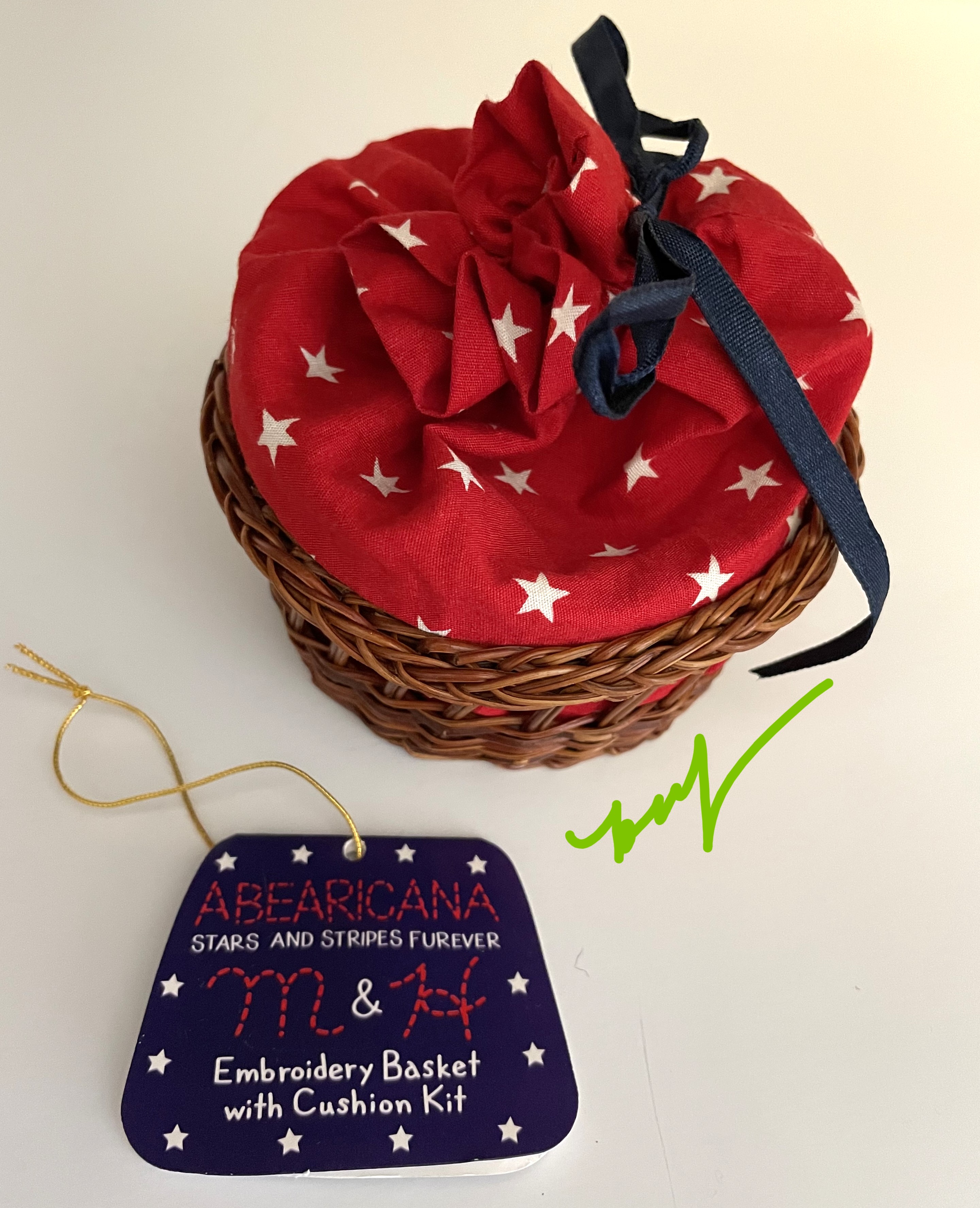 Abearicana: Stars and Stripes Furever EMBROIDERY BASKET WITH CUSHION KIT