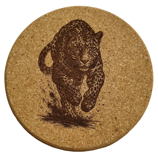 Kork-Untersetzer mit Leopardenmotiv