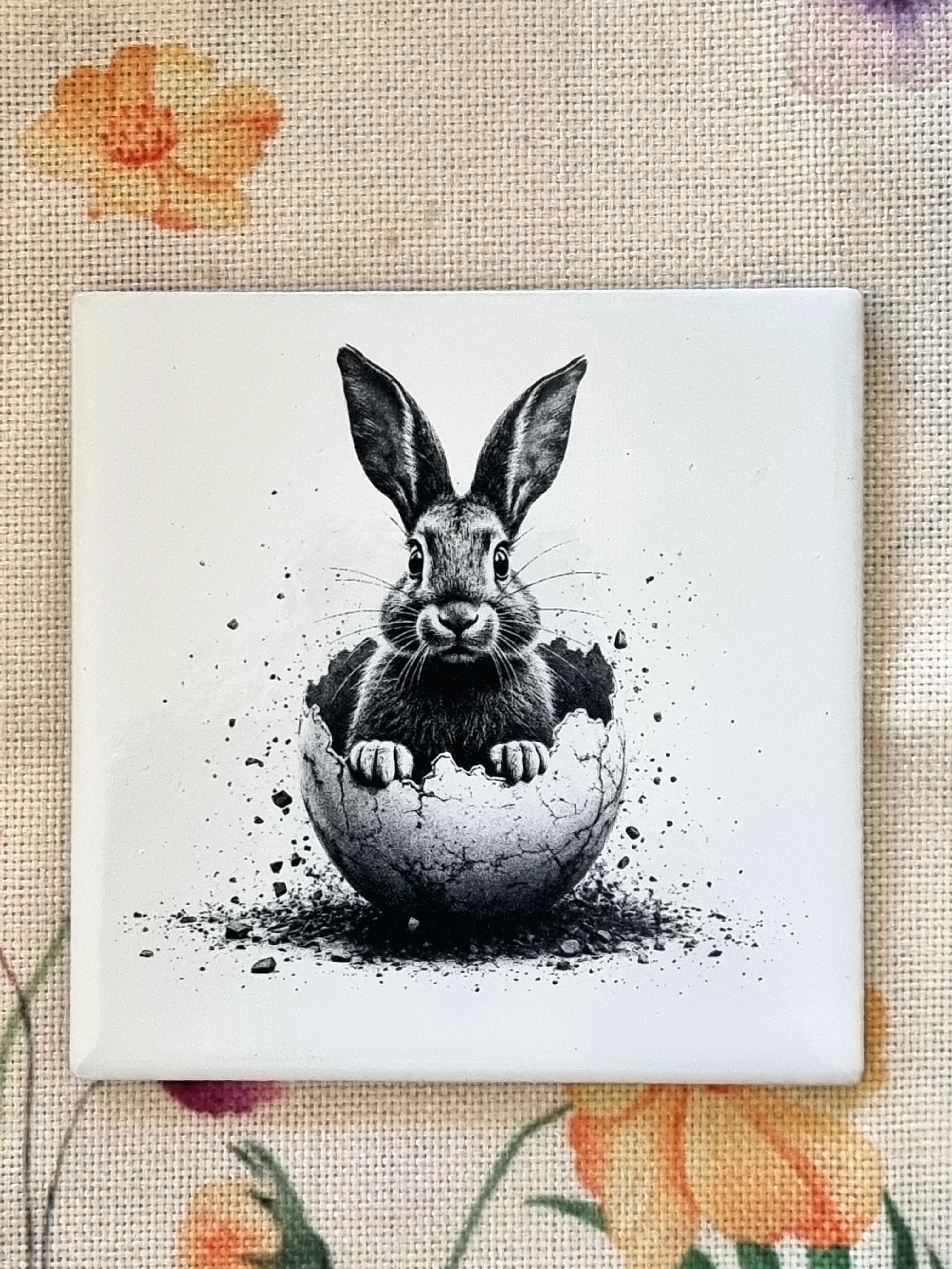 Keramikfliese mit Hasenmotiv