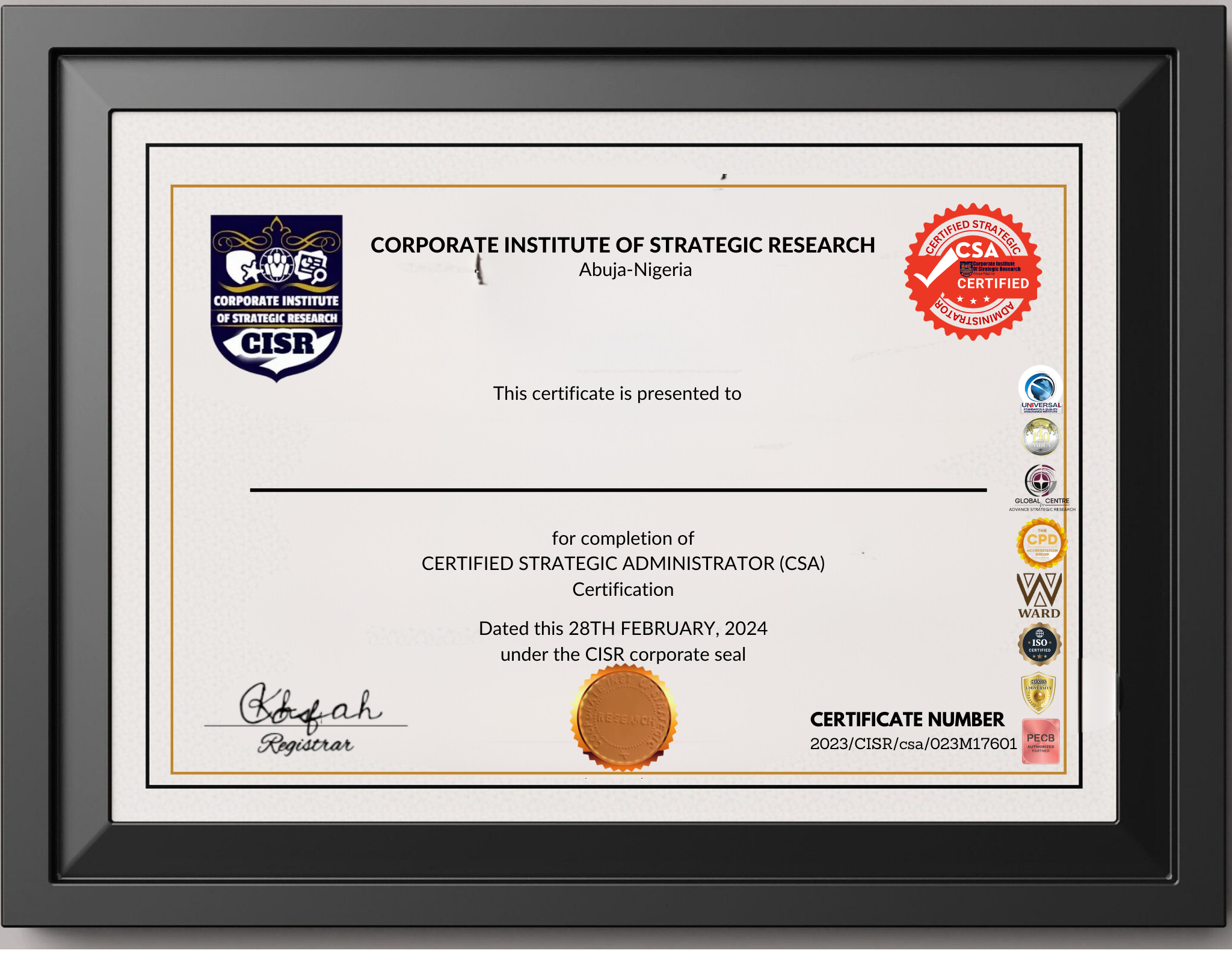 Certified Strategic Manager