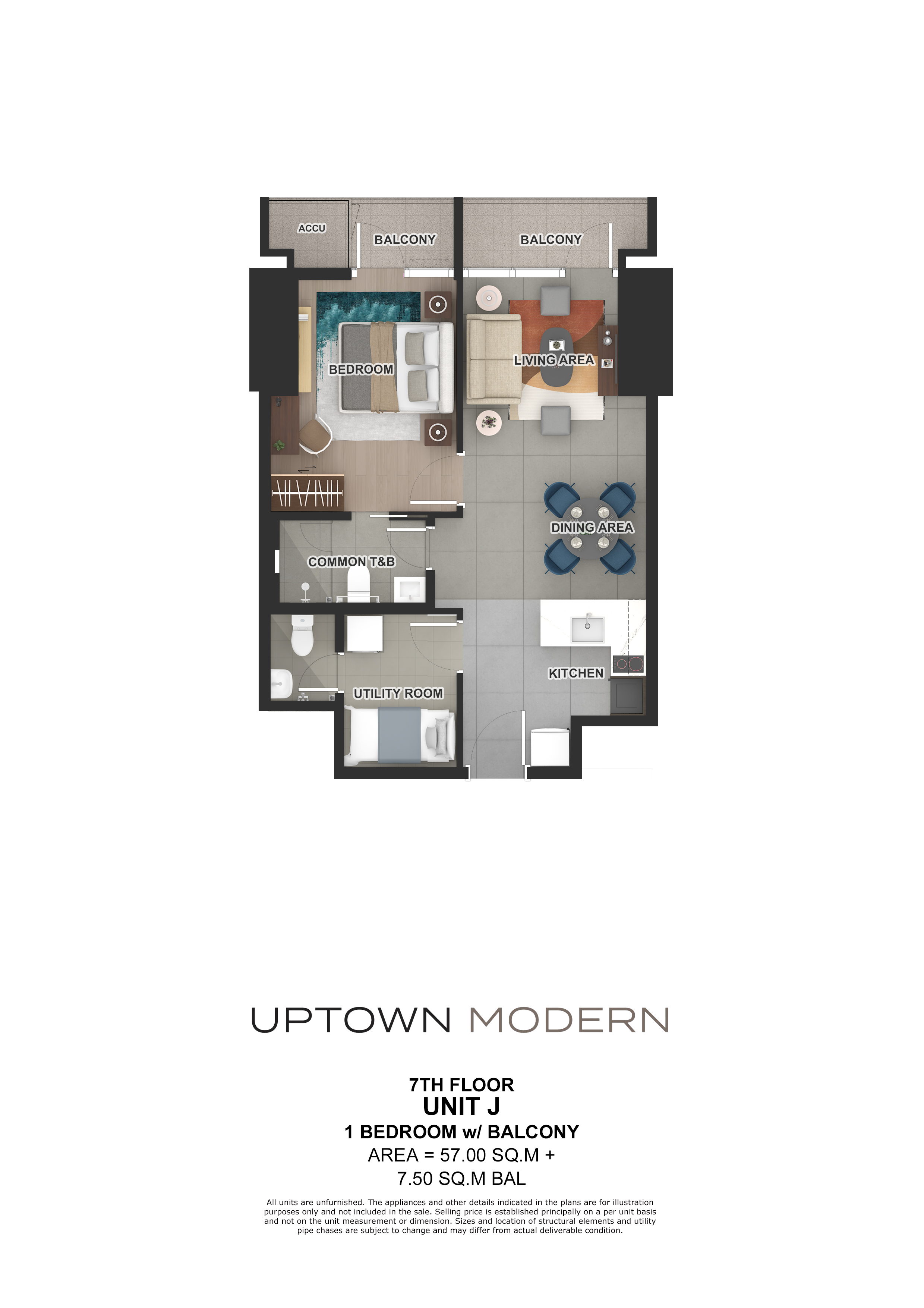 1 Bedroom (64.5 sqm)