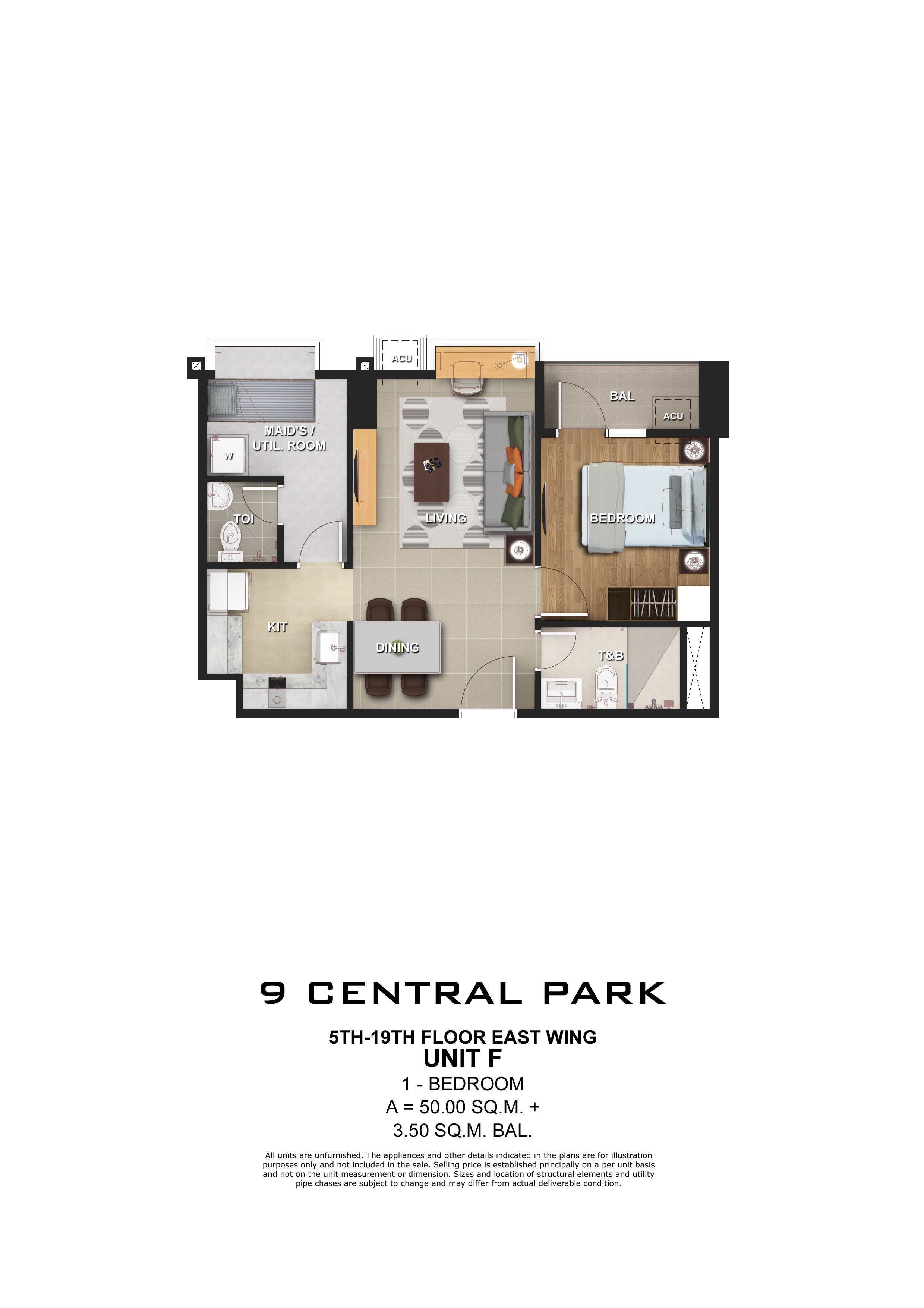 1 Bedroom + 1 (53.5 sqm)