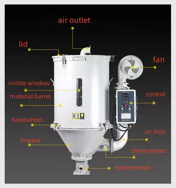 50kg hopper dryer injection molding pvc plastic hot air hopper dryer machine for plastic recycling machine film blowing machine