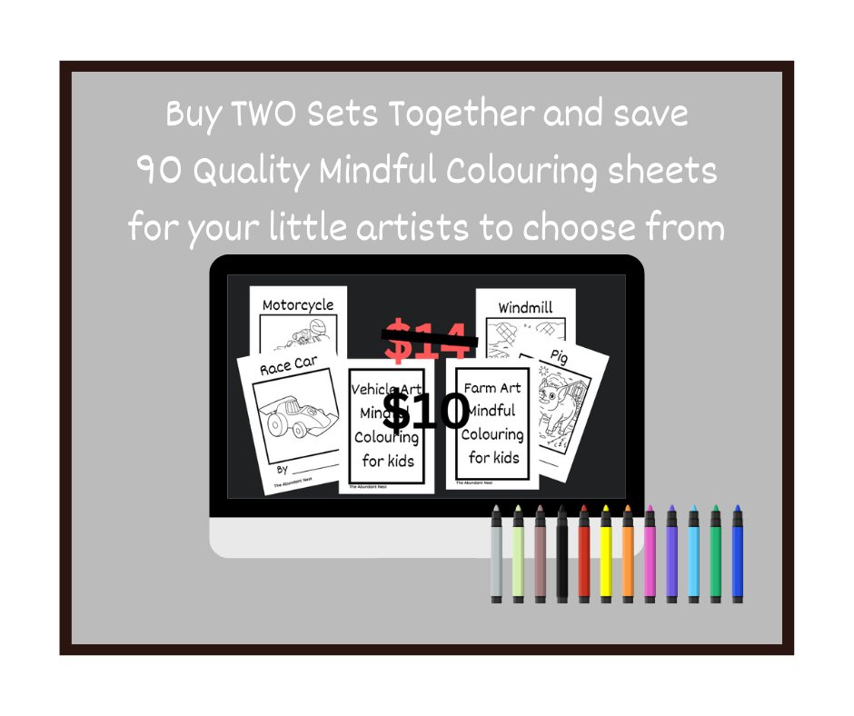 Mindful Colouring SET - Farm and Vehicle Art for Kids