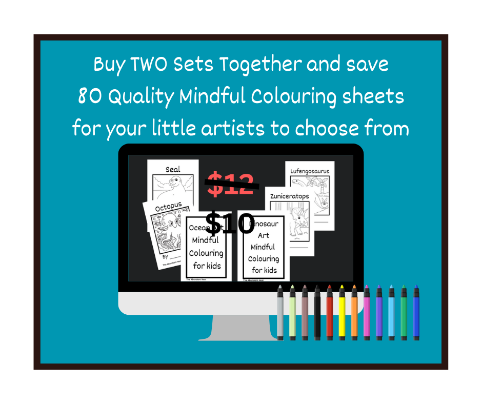Mindful Colouring SET - Ocean and Dinosaur Art for Kids