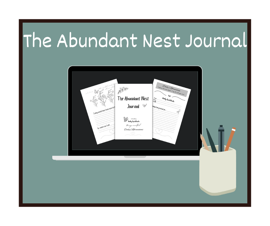 The Abundant Nest 31 Day Journal - including Daily Gratitude, Mindful Colour-in, Daily Affirmation and Journal Lines for your thoughts, feelings, emotions and ideas.