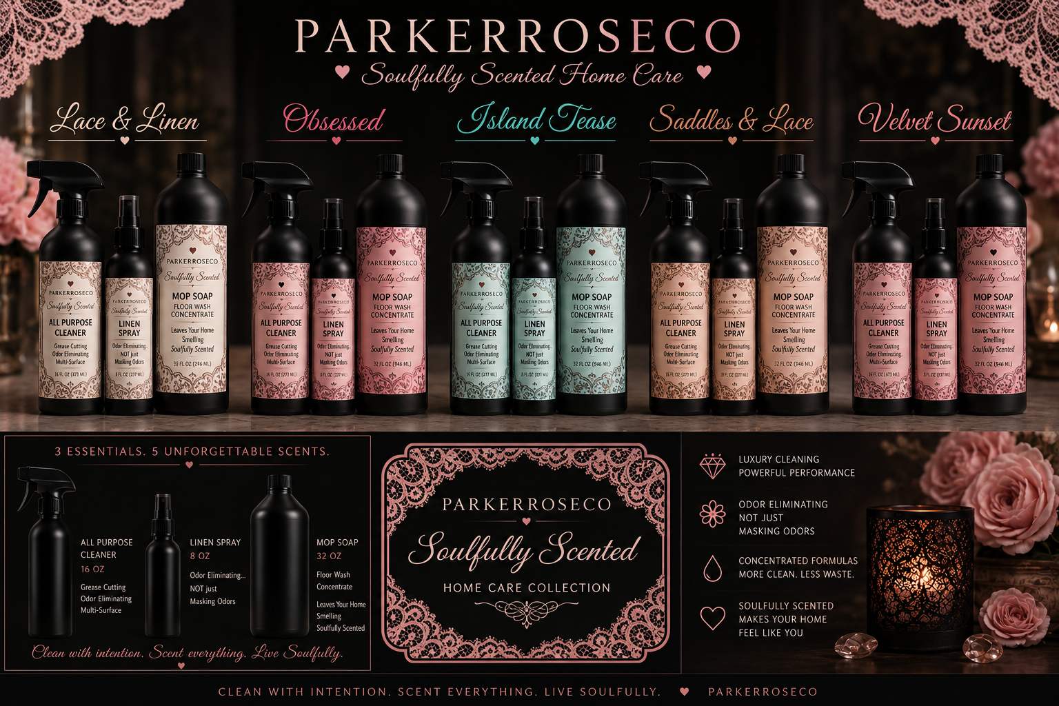 ParkerRoseCo.'s Soulfully Scented "Lace & Linen" Home Care Collection Bundle