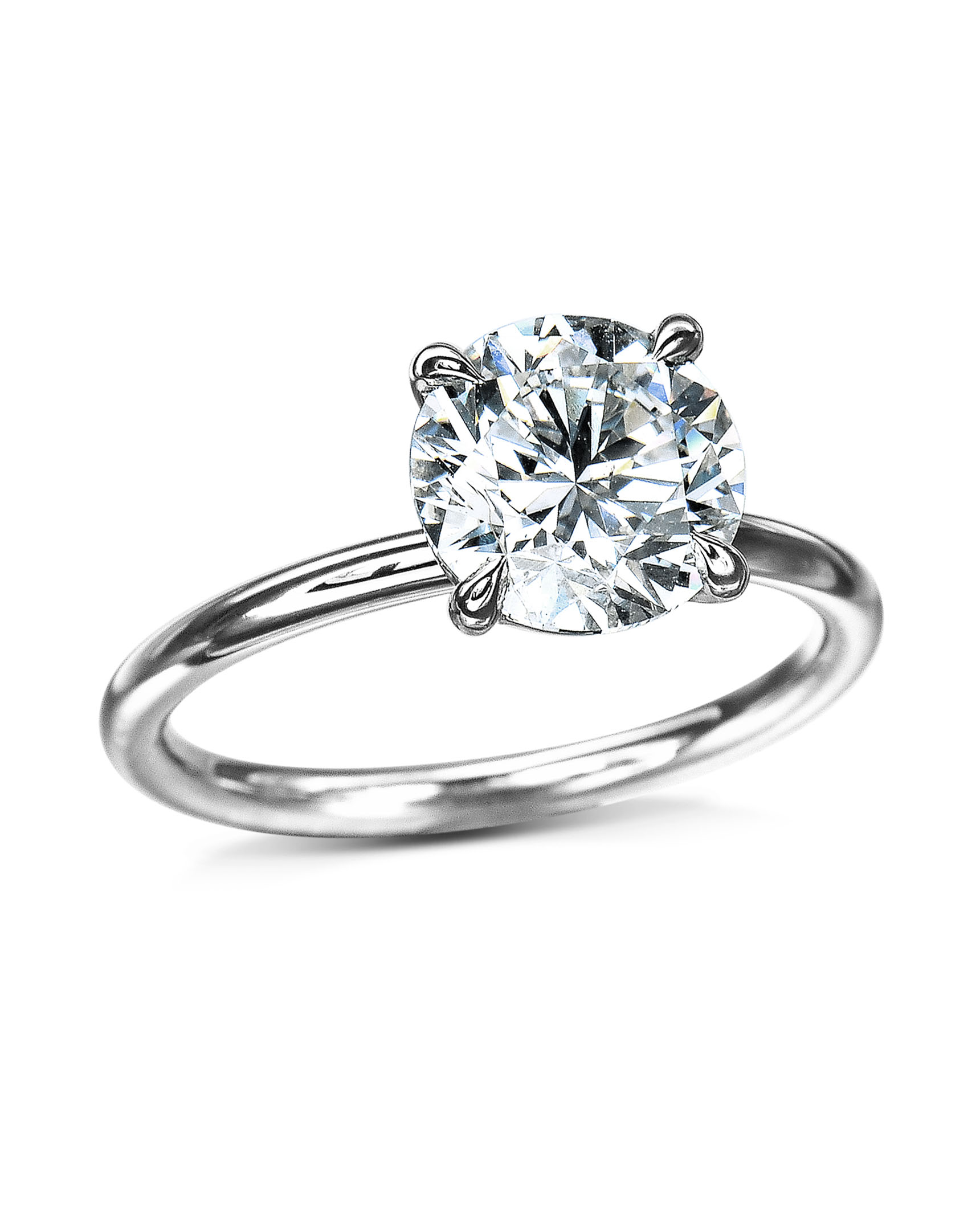 Brilliant Diamond Round Wire Solitaire Ring