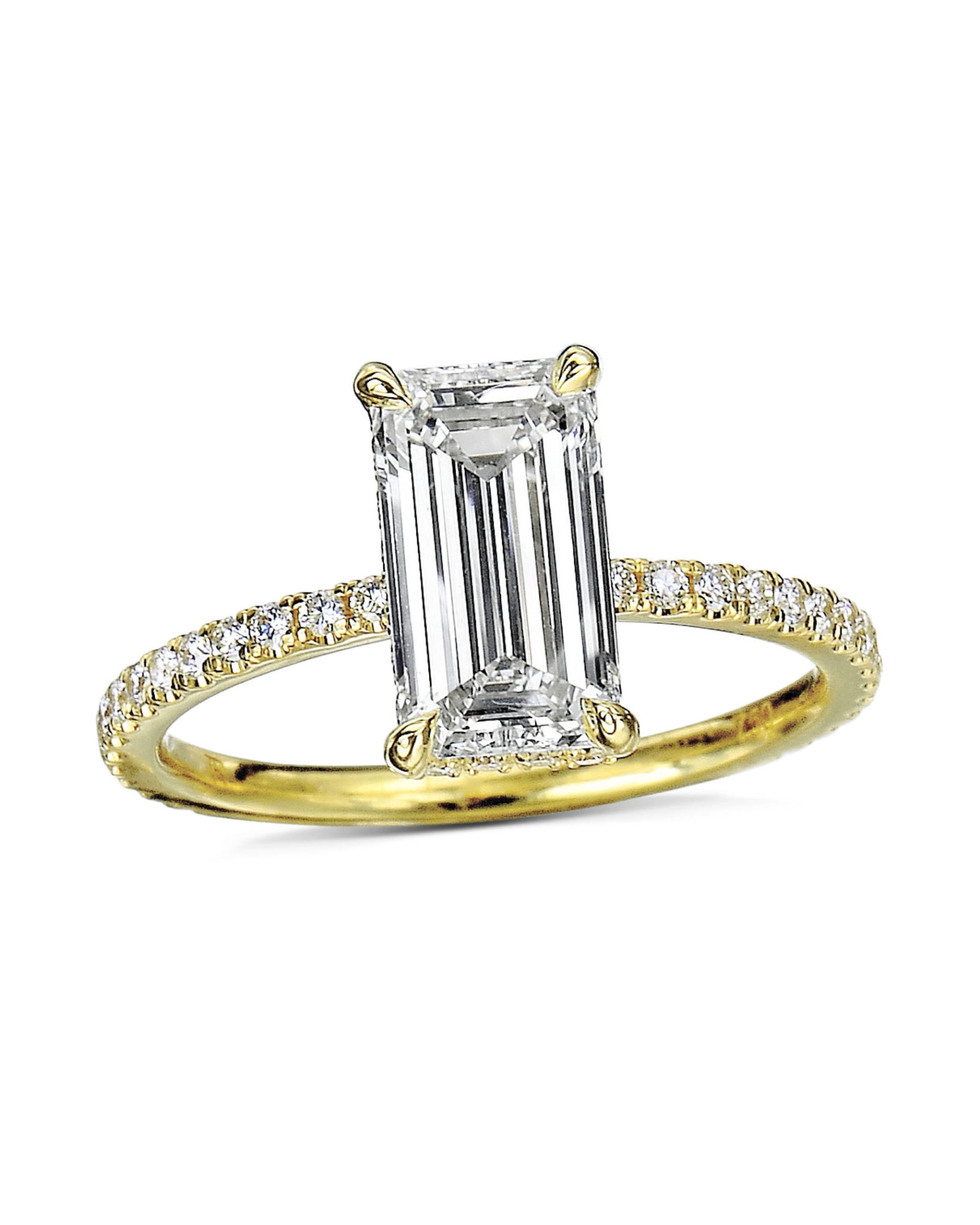 Emerald-Cut Diamond and Yellow Gold Engagement Ring