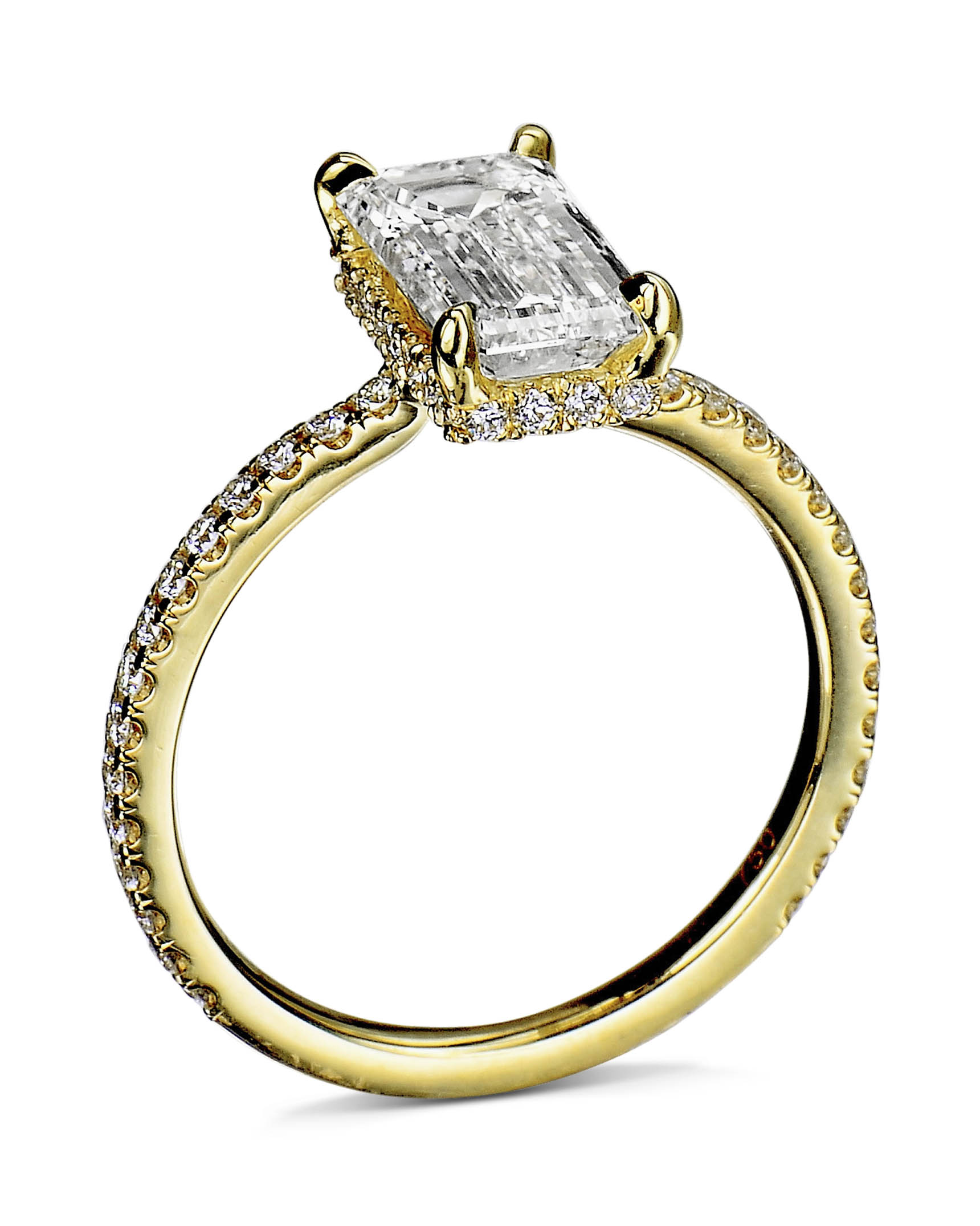Emerald-Cut Diamond and Yellow Gold Engagement Ring