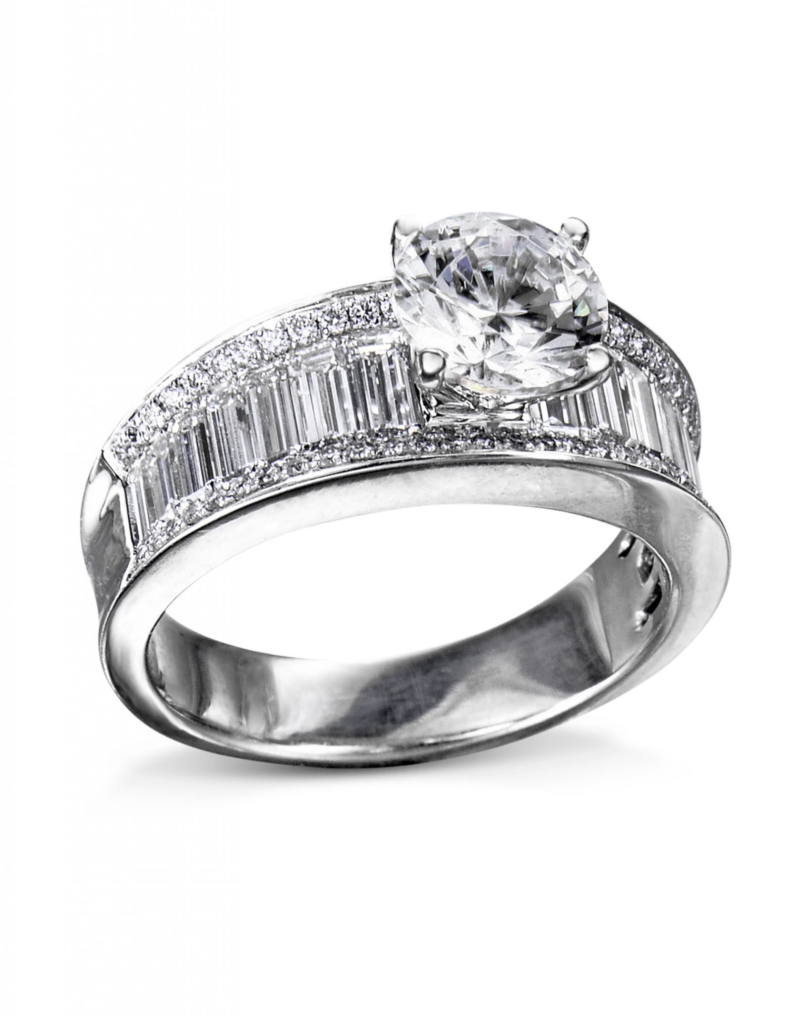 Contemporary Platinum and Diamond Ring