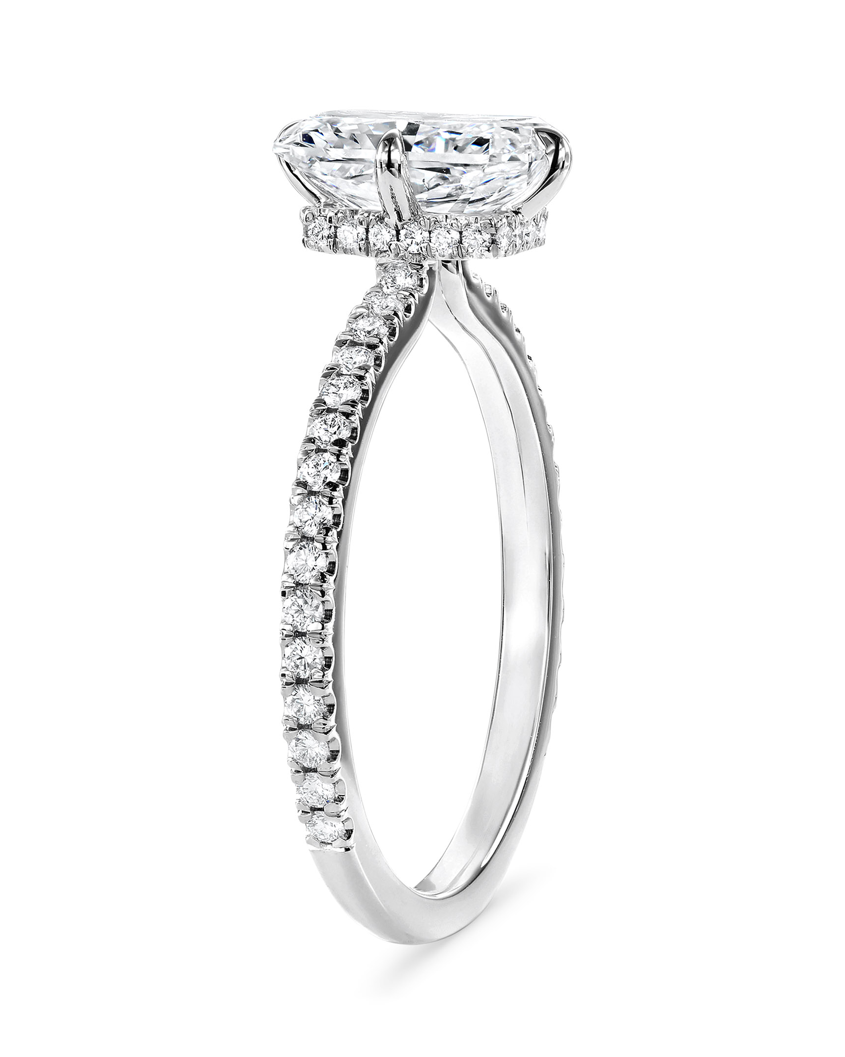 Compass-Set Radiant Diamond and Platinum Engagement Ring