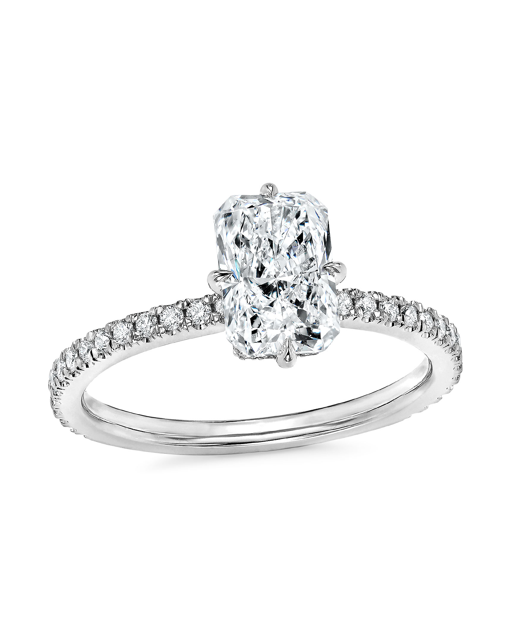 Compass-Set Radiant Diamond and Platinum Engagement Ring