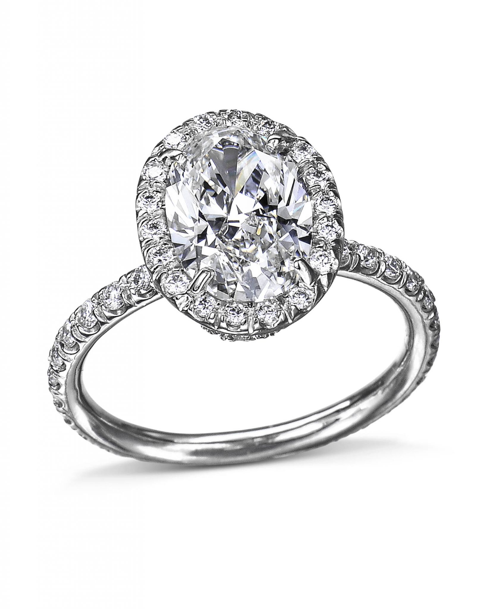 Brilliant Oval Diamond and Platinum Engagement Ring