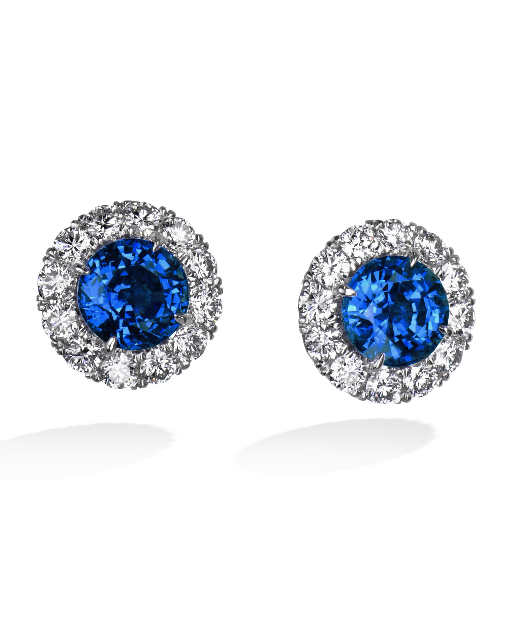 Natural, Unheated Blue Sapphire and Diamond Earrings