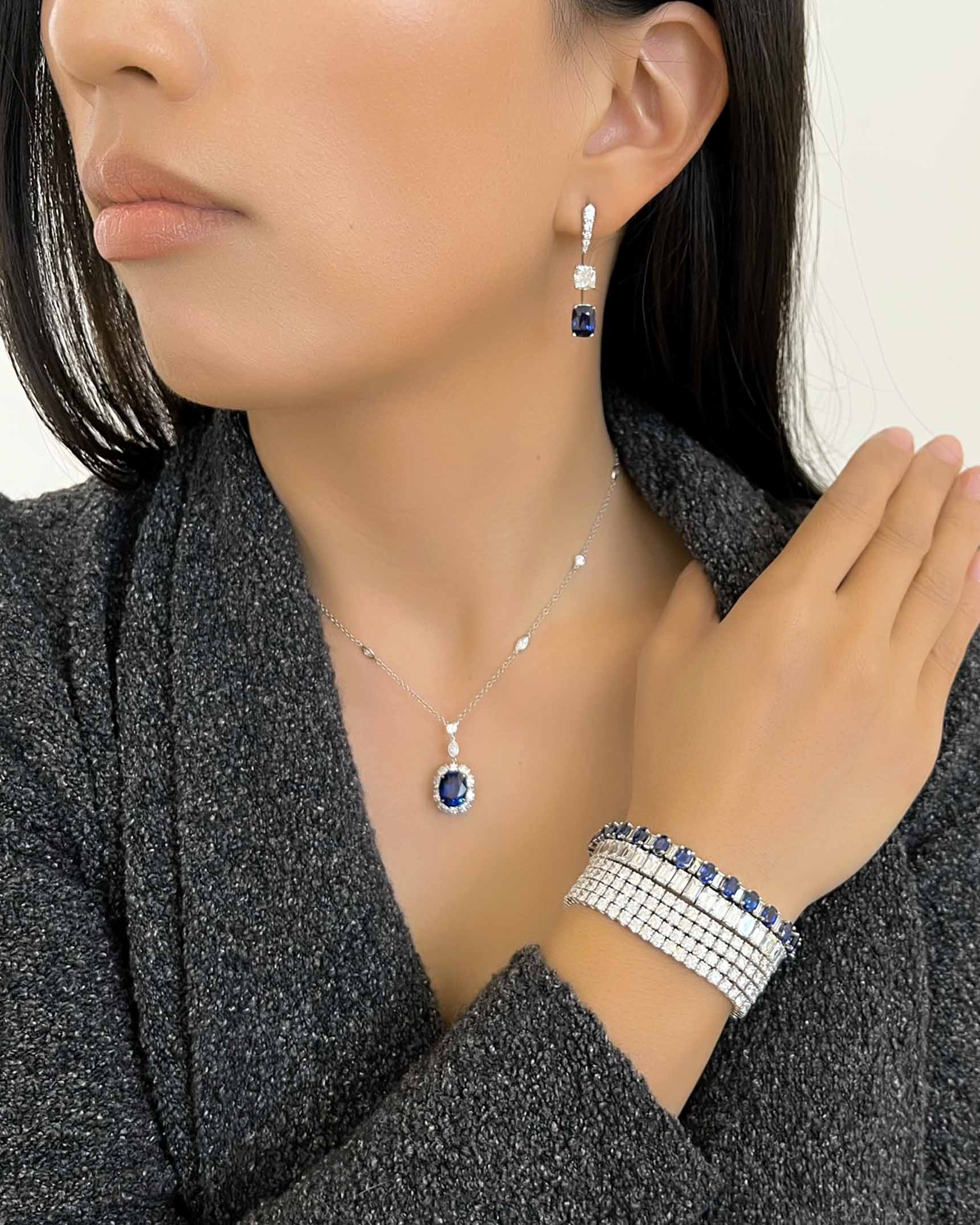 Oval Sapphire and Diamond Pendant