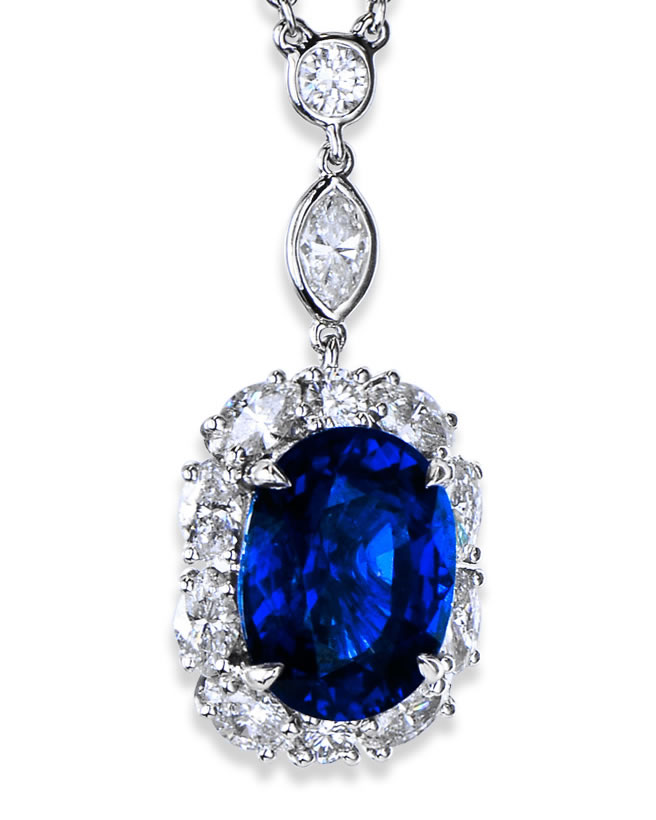 Oval Sapphire and Diamond Pendant