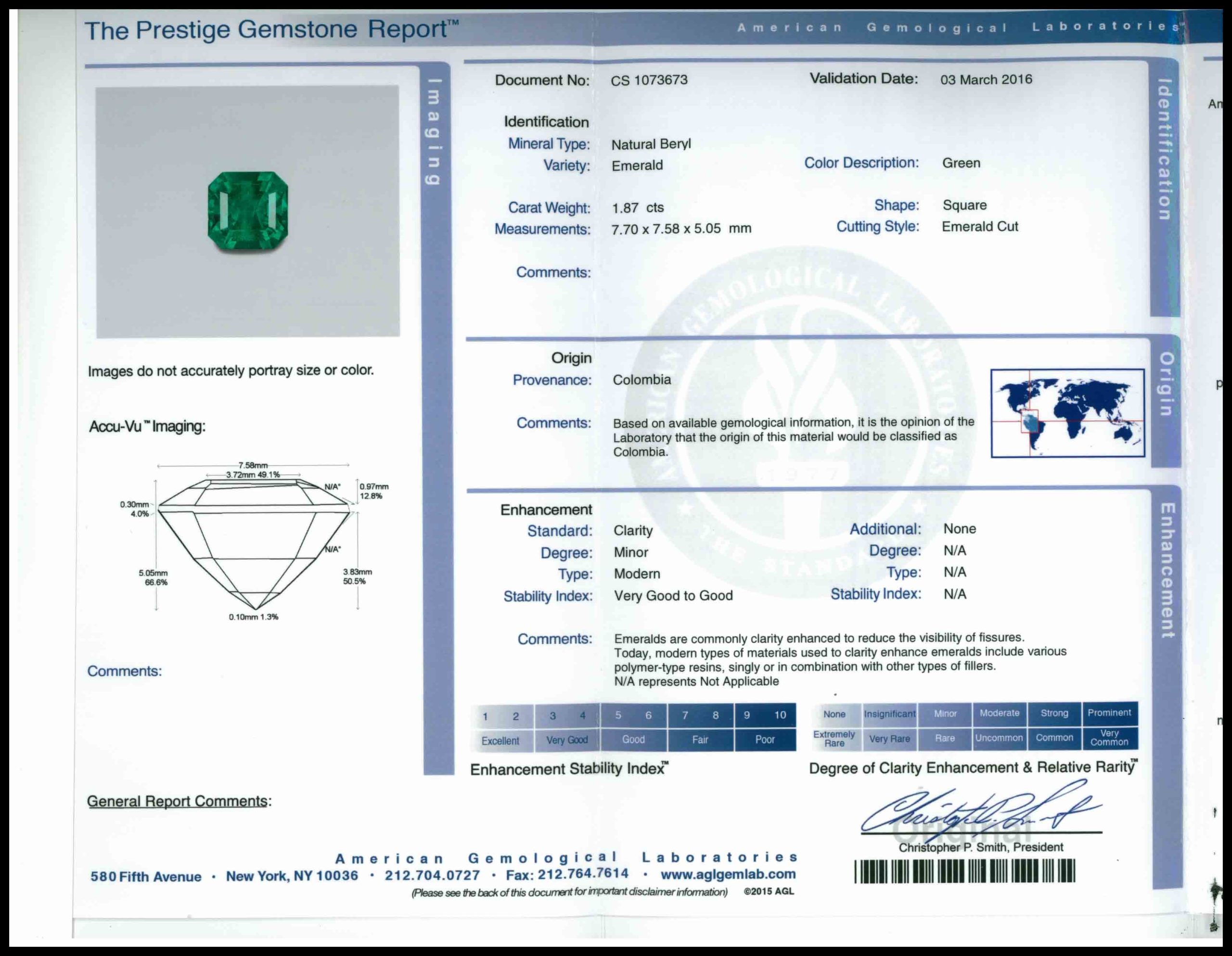 3-Stone Colombian Emerald and Diamond Pendant