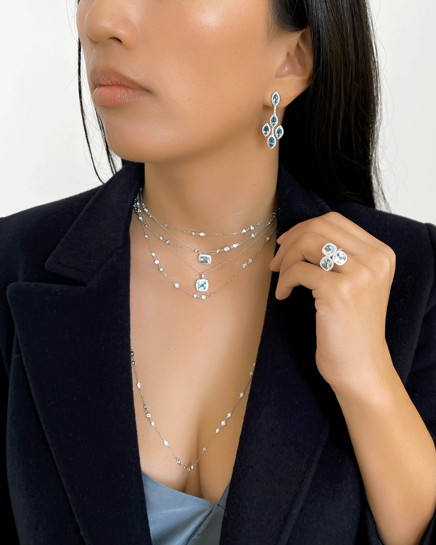 3-Stone Aquamarine and Diamond Ring