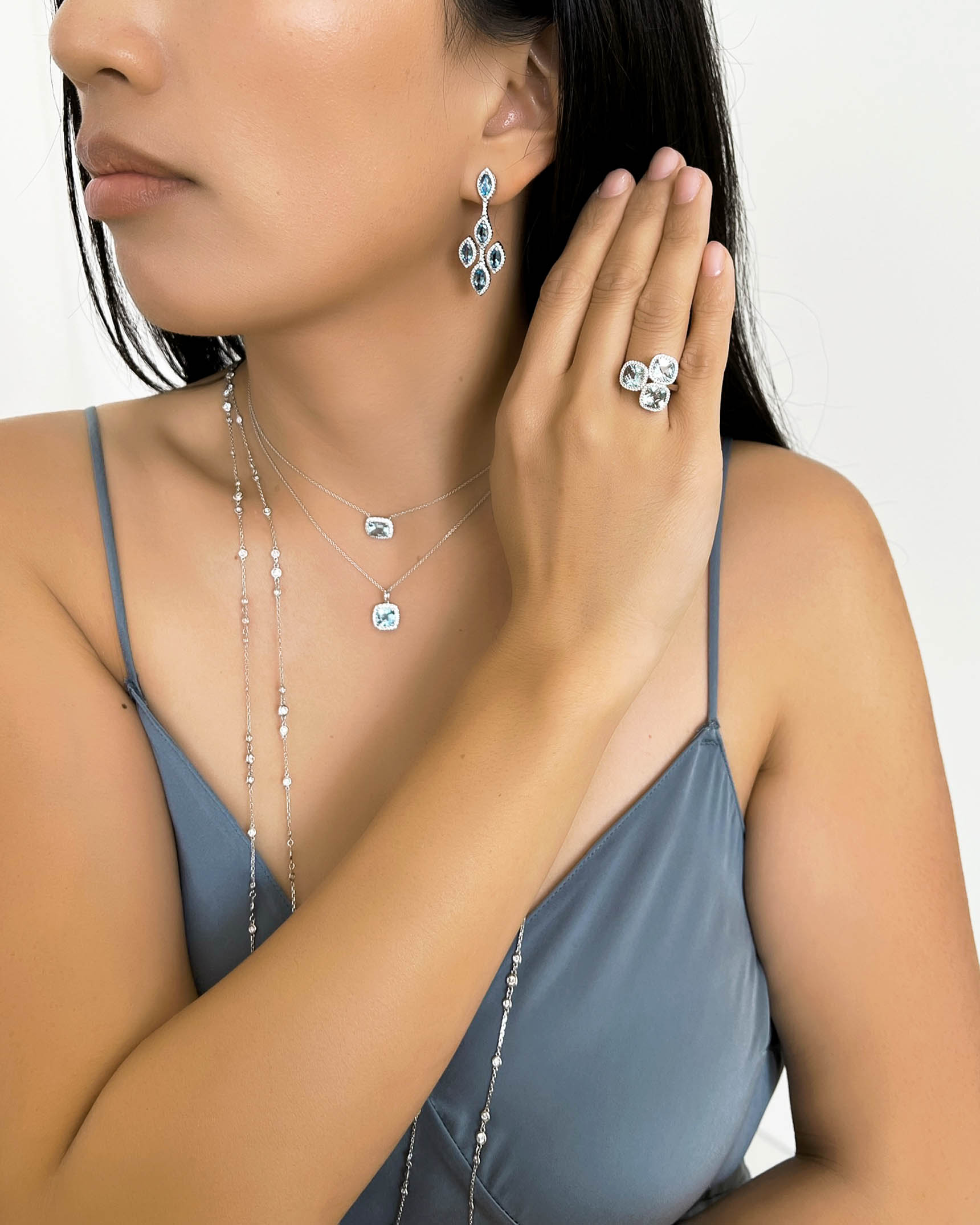 3-Stone Aquamarine and Diamond Ring