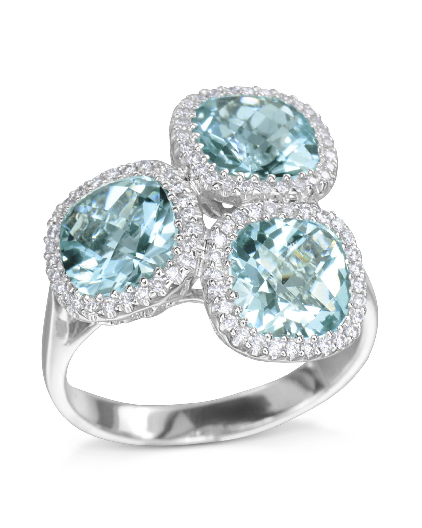 3-Stone Aquamarine and Diamond Ring