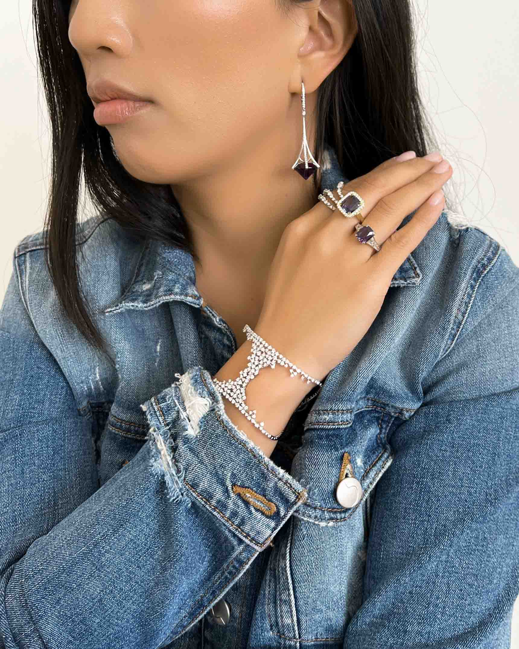 Amethyst and Diamond Drop Earrings