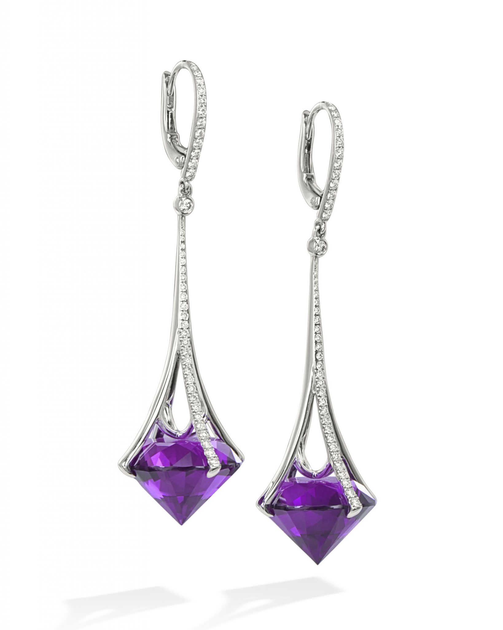 Amethyst and Diamond Drop Earrings