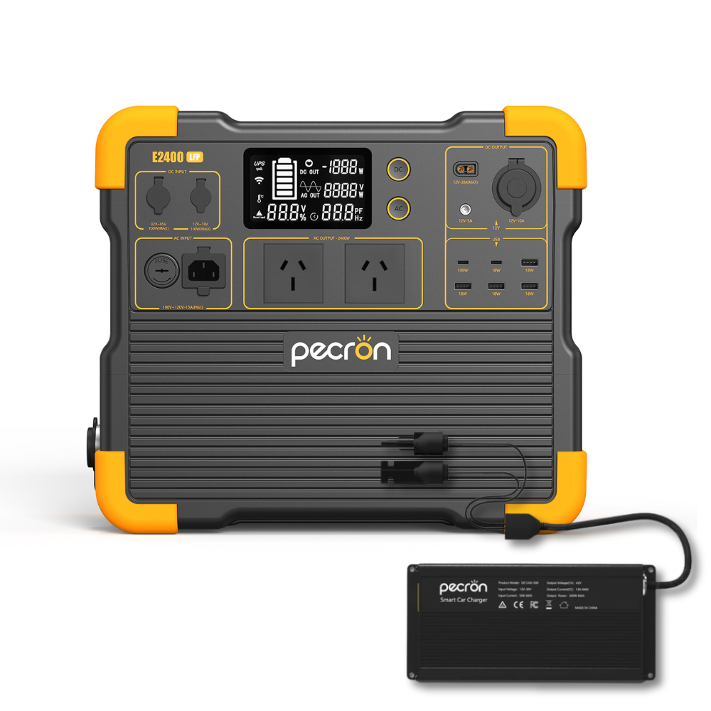 PECRON E2400LFP Portable Power Station 2400W 2048Wh + PECRON 500W Car Charger