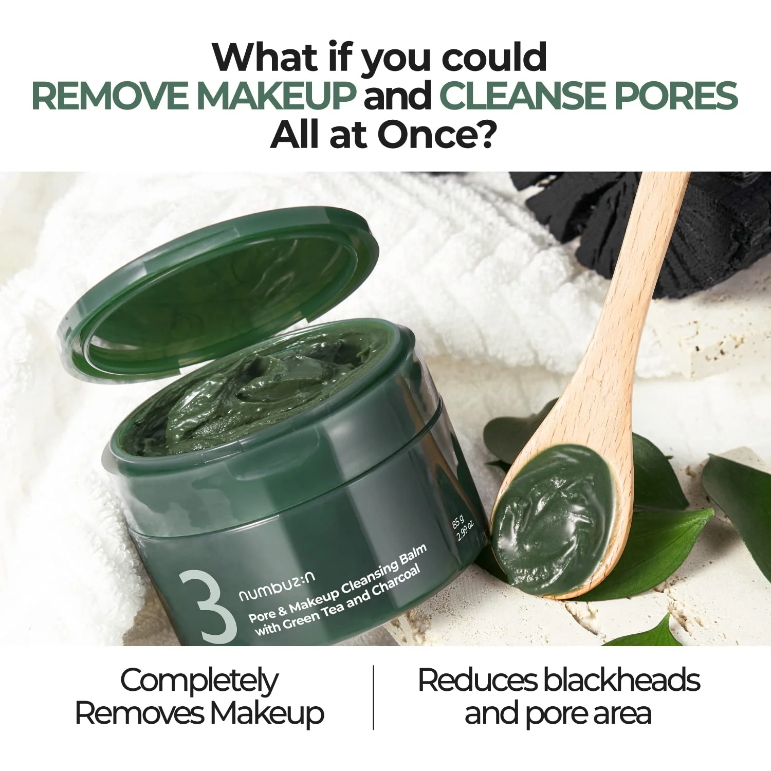 Numbuzin No.3 Pore & Makeup Cleansing Balm with Creen Tea and Charcoal 85g 