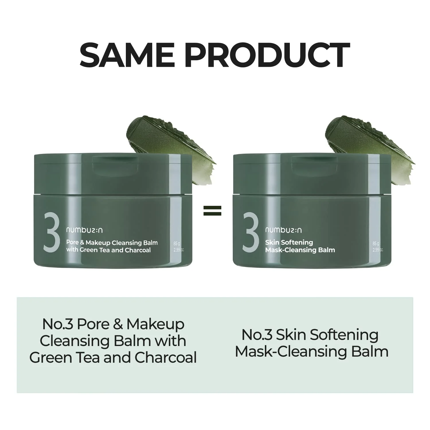 Numbuzin No.3 Pore & Makeup Cleansing Balm with Creen Tea and Charcoal 85g 