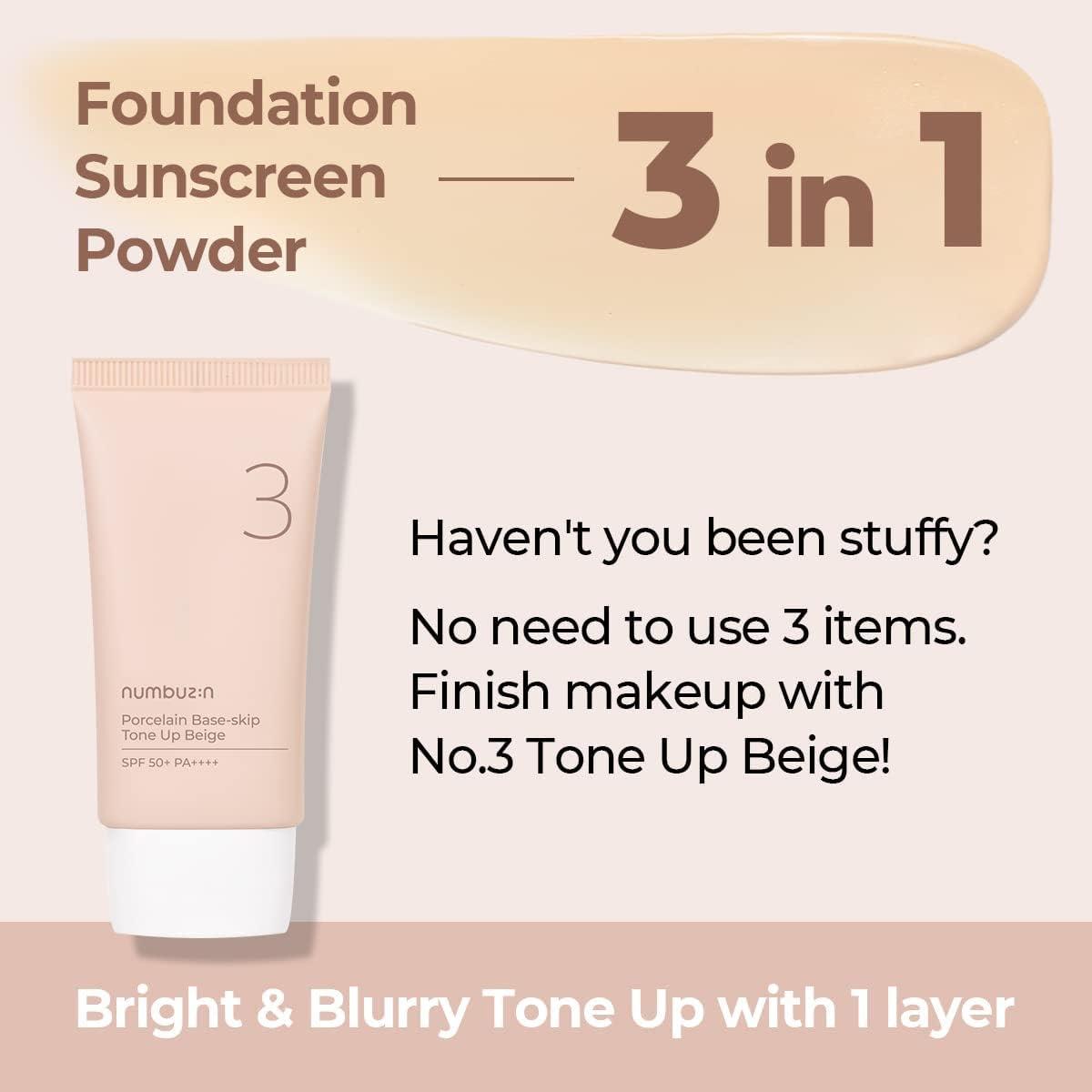 Numbuzin No.3 Porcelain Base-Skip Tone Up Beige 50ml VENDOR