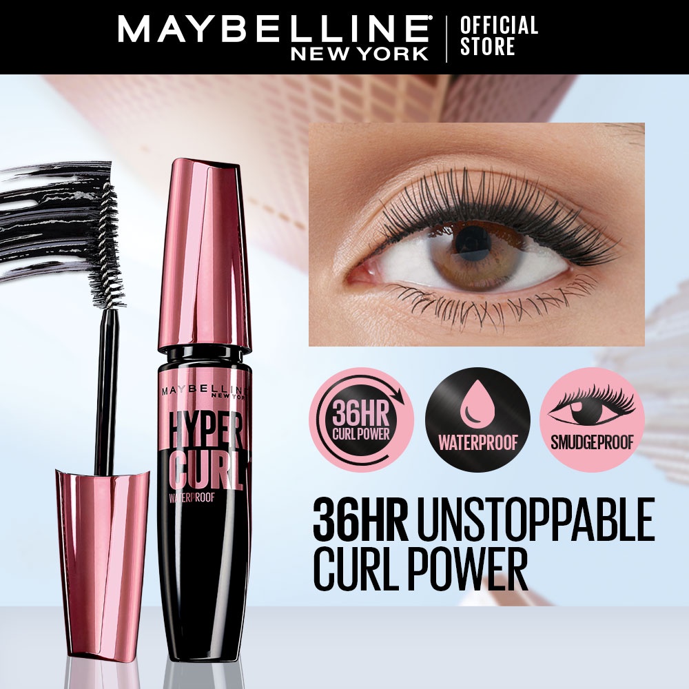 Maybelline New York Mascara, Curls Lashes, Highly Pigmented Colour, Long-lasting, Waterproof, Hypercurl , very black, 9.2ml