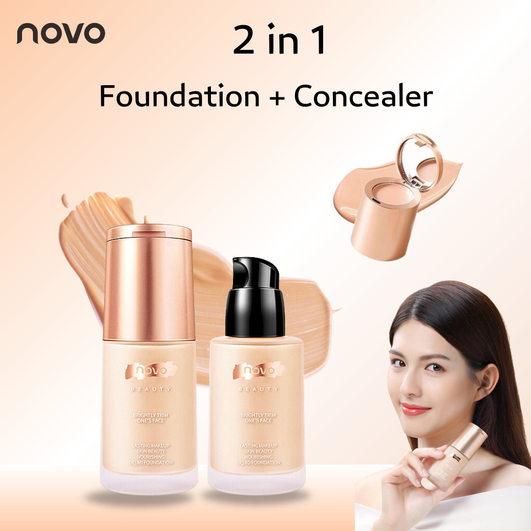 NOVO - 2 in 1 Nourishing Concealer + Liquid Foundation - 2 Colours