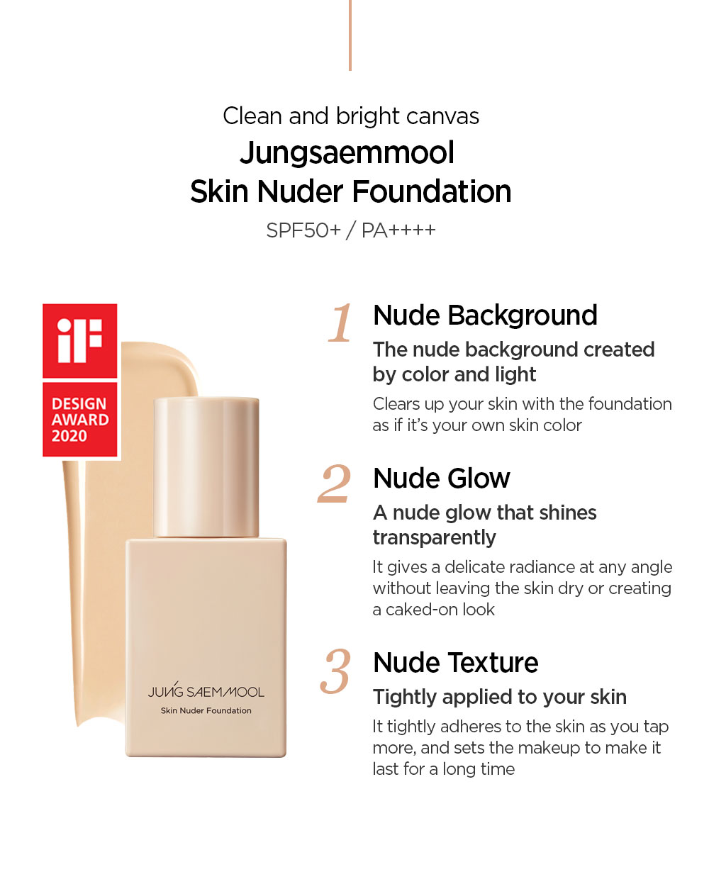 JUNG SAEM MOOL - Skin Nuder Foundation(puff included)