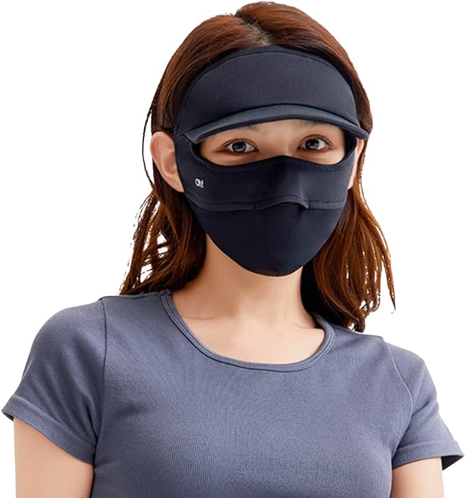 Anti UV Face Cover, UPF 50+ Summer Full Face Mask, Wide Brim Breathable Sunscreen Sports Face Covering