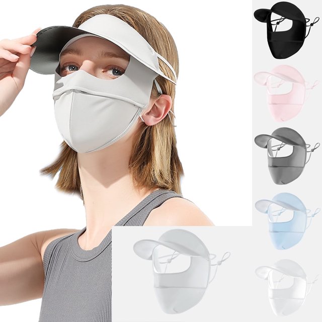 Anti UV Face Cover, UPF 50+ Summer Full Face Mask, Wide Brim Breathable Sunscreen Sports Face Covering