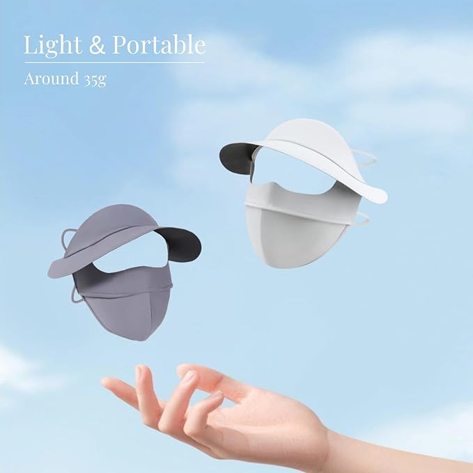 Anti UV Face Cover, UPF 50+ Summer Full Face Mask, Wide Brim Breathable Sunscreen Sports Face Covering