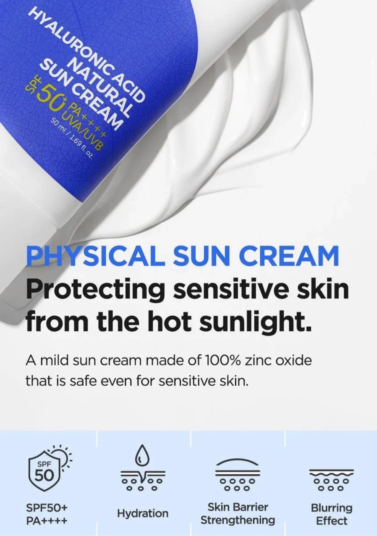 Isntree Hyaluronic Acid Natural Sun Cream SPF 50+ PA++++ 50ml