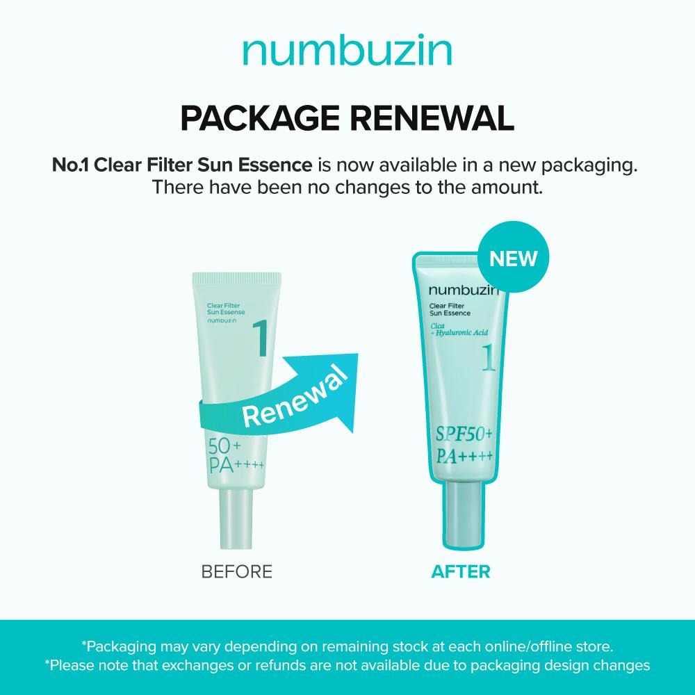 Numbuzin No.1 Clear Filter Sun Essence SPF50+ PA++++ 50ml